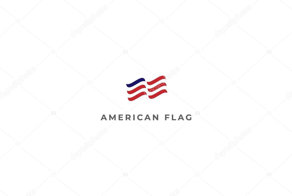 Simple Minimalist American USA US Flag Logo Design Vector