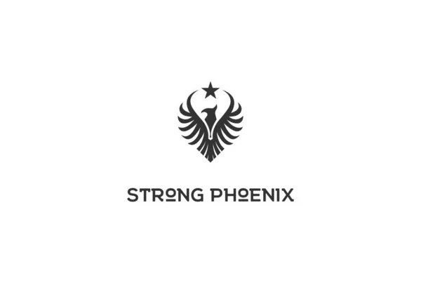 Vintage Rétro Américain Fort Noir Phoenix Bird Logo Design Vecteur — Image vectorielle