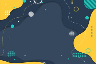 Soyut Elementler ve Dinamik Şekillerle Mavi Koyu Sarı Modern Arkaplan. Vektör illüstrasyonu