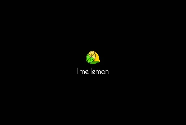 Prosta Minimalistyczna Kombinacja Świeżych Owoców Cytryny Lime Etykietowania Produktów Napojów — Wektor stockowy