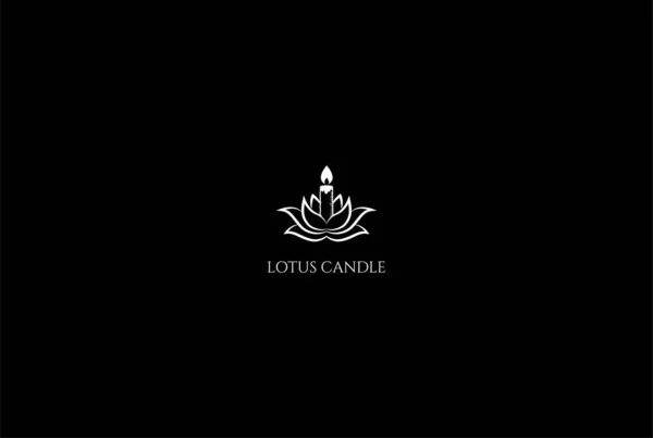 Vintage Lotusblume Mit Kerzenlicht Für Spa Yoga Meditation Wellness Logo — Stockvektor