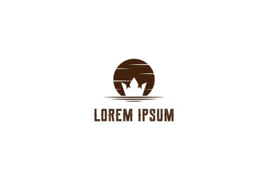 Sunset Sunrise Trident Crown with Sea Wave logo Design Vector