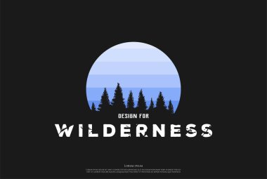 Sunset Sunrise Pine Evergreen Fındık ağacı ladin kozalaklı kozalaklı Cypress Pinus Ağaçları Logo Tasarım Vektörü