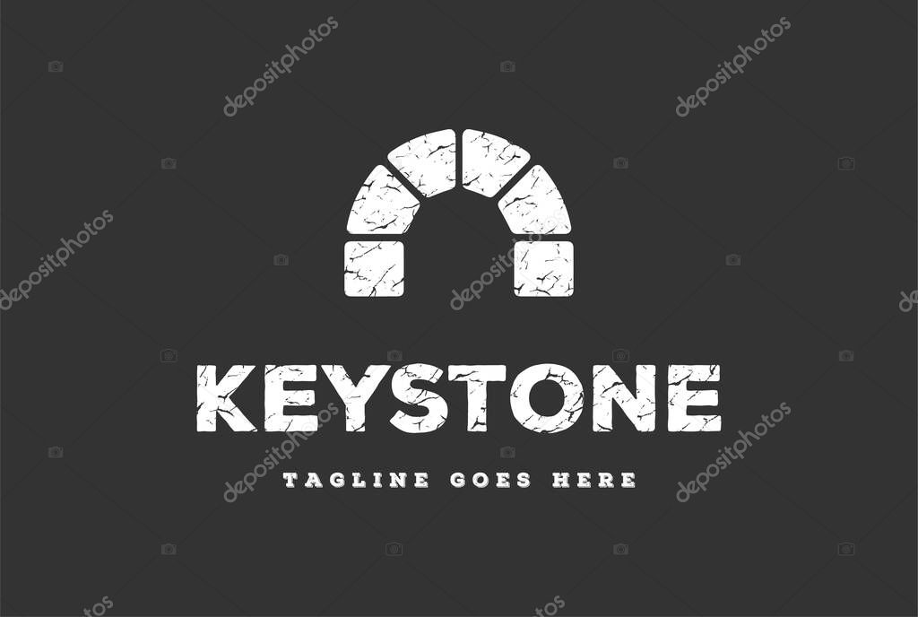 Rustic Simple Minimalist Keystone Canal Brick Bridge or Waterway Logo Design Vector