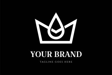 Su Sıvısı Yağlı Logo Tasarım Vektörlü Basit Minimalist Kral Taç