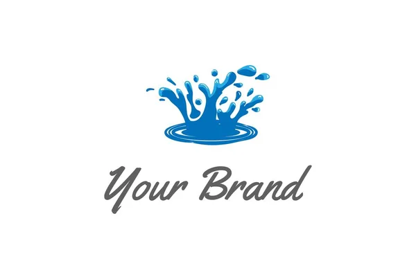 Blaue Wasserfarbe Milch Flüssigkeit Splash Wave Logo Design Vector — Stockvektor