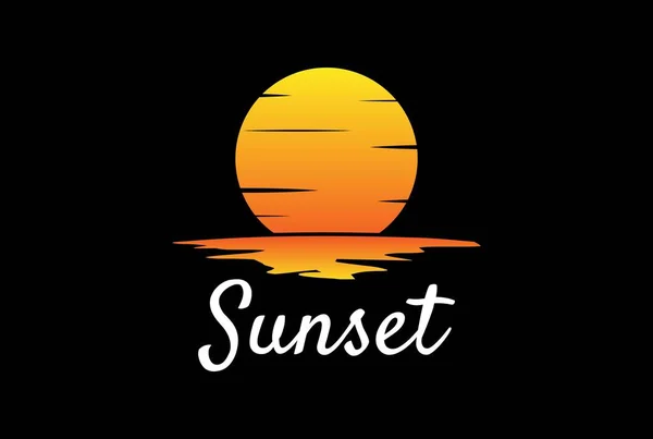 Simple Minimalista Sunrise Sunset Moon Ocean Lake River Creek Beach — Archivo Imágenes Vectoriales