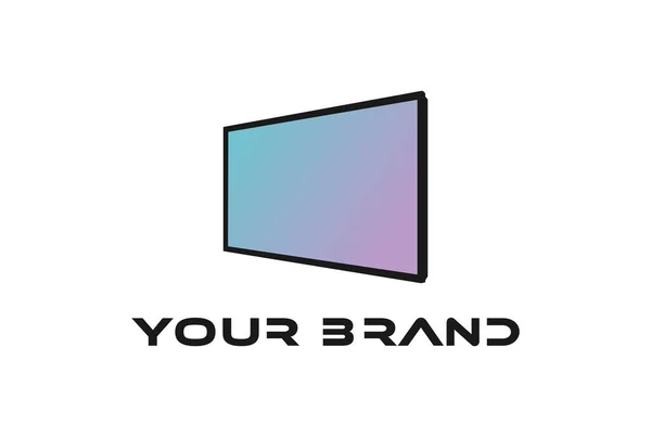 Jednoduchý Minimalistický Moderní Byt Smart Led Lcd Television Monitor Logo — Stockový vektor