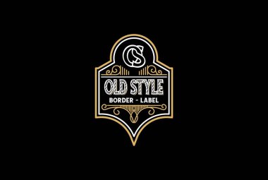 Zarif Vintage Retro Altın Rozet Amblem Etiketi Logo Tasarım Vektörü