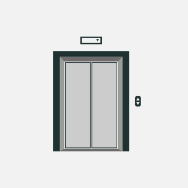 Isolated Simple Closed Door Passenger or Cargo Elevator Illustration Design Vector