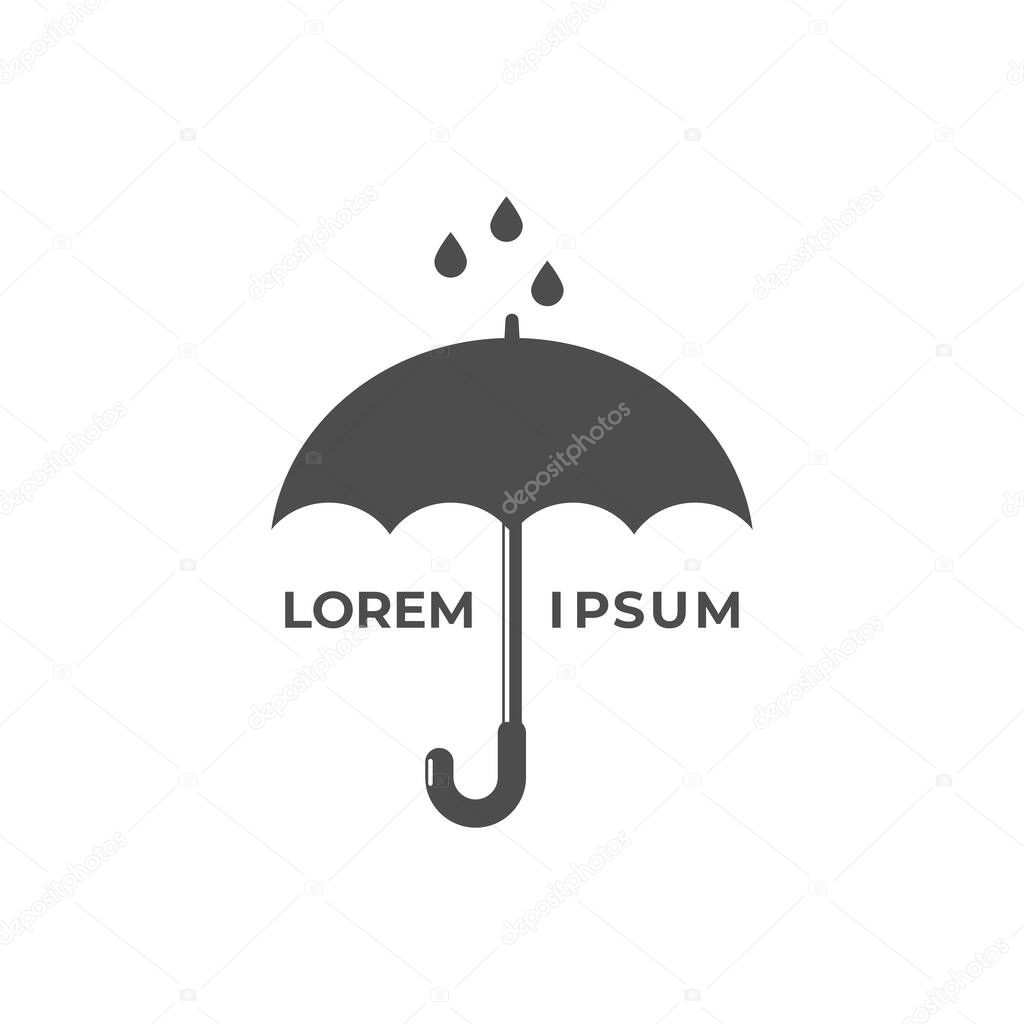 Open Umbrella Silhouette with Rain Drop Icon Symbol Design Vector