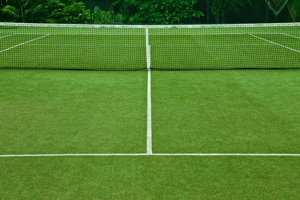 背景の良い草テニスコート — ストック写真