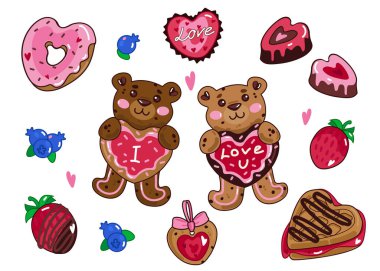 Vector Sevgililer Günü Tatlı ve böğürtlenler