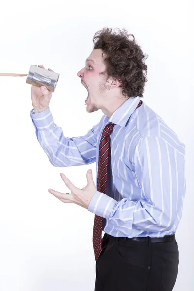 Funny business man on white background — Stock Photo, Image