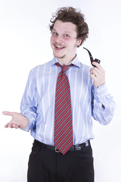 Businessman smoking a pipe — Stock Photo, Image