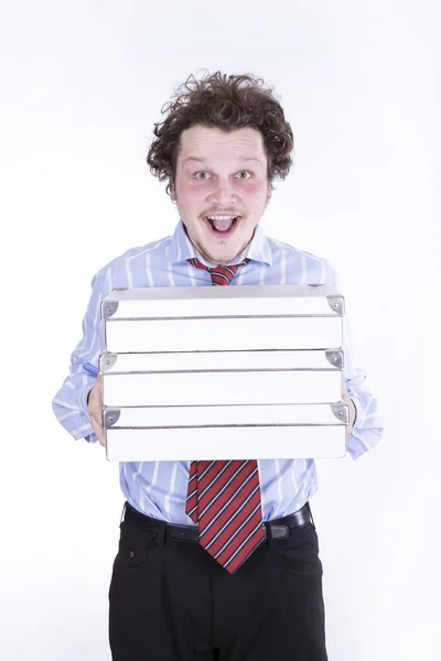 Cheerful man with boxes — Stock Photo, Image