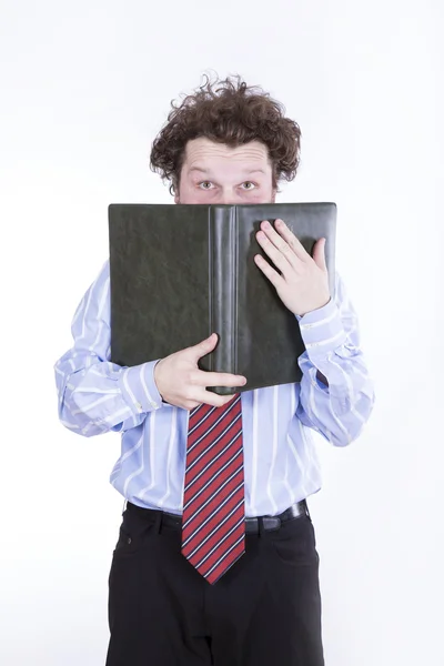 Affärsman med bok — Stockfoto