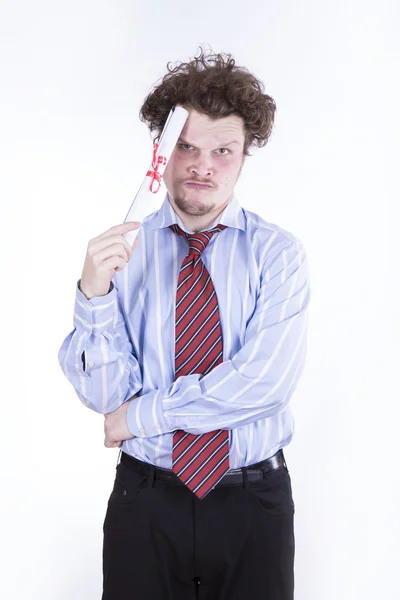 Businessman with a diploma — Stock Photo, Image