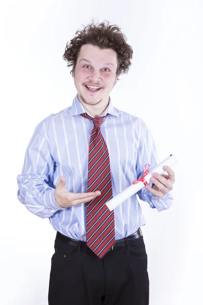 Businessman with a diploma — Stock Photo, Image