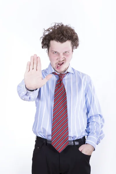 Angry businessman over white background — Stock Photo, Image