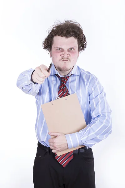 Angry businessman over white background — Stock Photo, Image