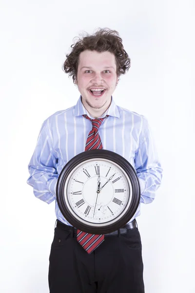 Funny business man på vit bakgrund — Stockfoto