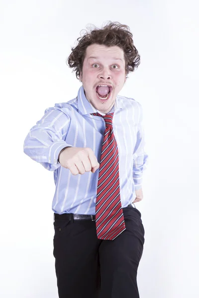 Funny business man on white background — Stock Photo, Image