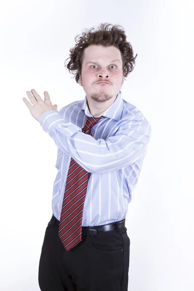 Angry businessman over white background — Stock Photo, Image