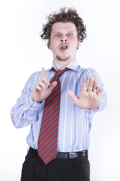 Angry businessman over white background — Stock Photo, Image