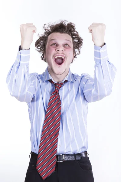 Funny business man on white background — Stock Photo, Image