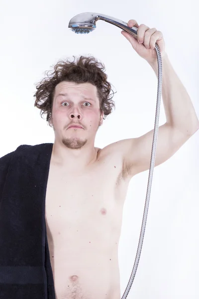 Funny man in the shower — Stock Photo, Image