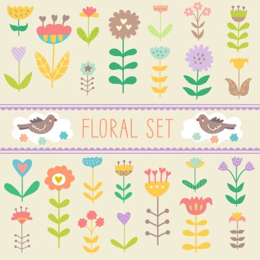 Floral güvercinlerle ayarla.