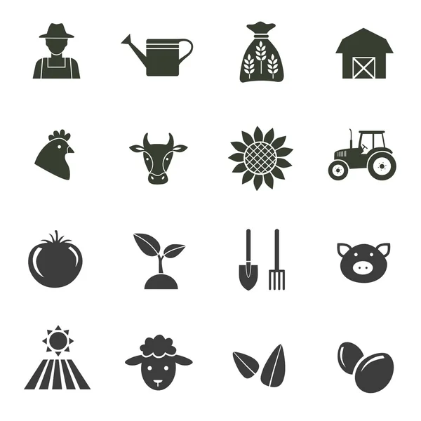 Iconos de agricultura, cosecha y agricultura — Vector de stock