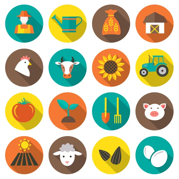 Farming, harvesting and agriculture icons Royalty Free Stock Vectors