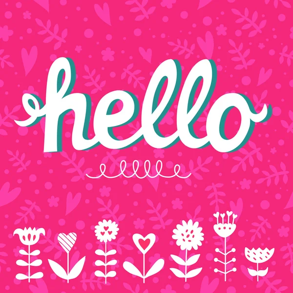 Hello card with typography elements — Stock Vector