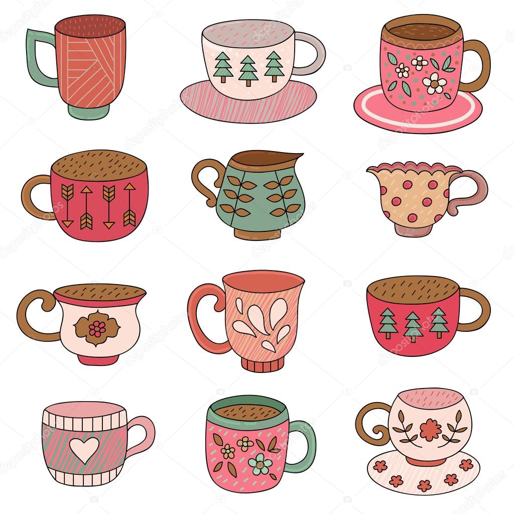 Pattern with tea cups