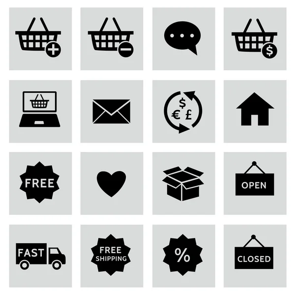 Iconos de compras y comercio electrónico — Vector de stock