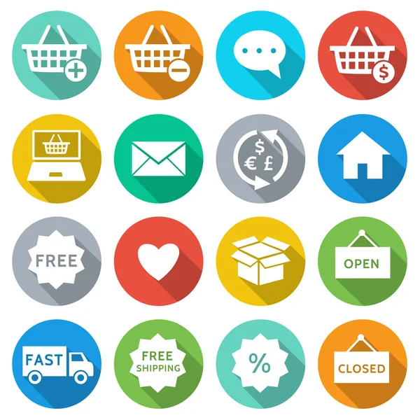 Iconos de compras y comercio electrónico — Vector de stock