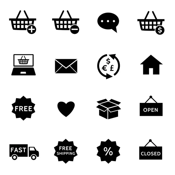 Iconos de compras y comercio electrónico — Vector de stock