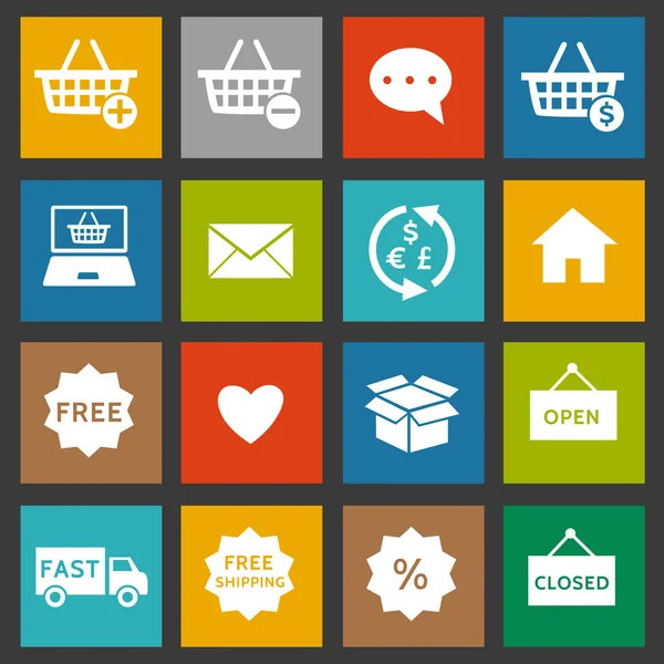 Ícones de compras e comércio eletrônico —  Vetores de Stock