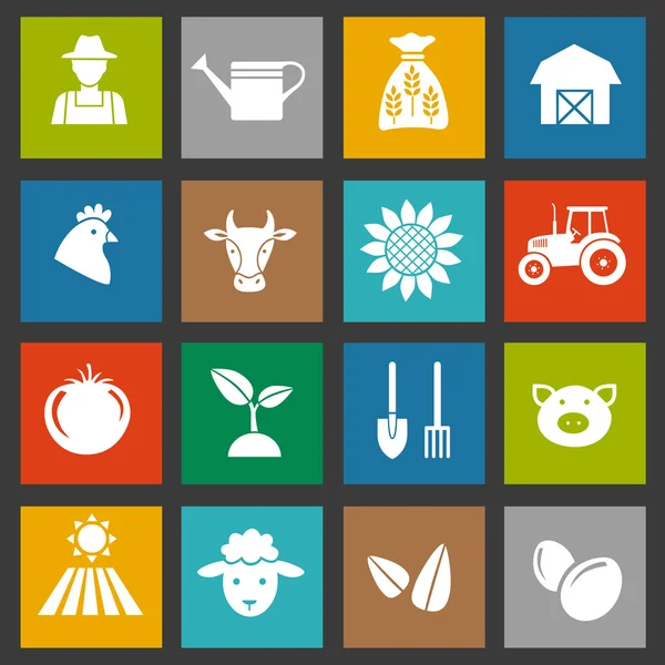 Iconos de agricultura, cosecha y agricultura — Vector de stock