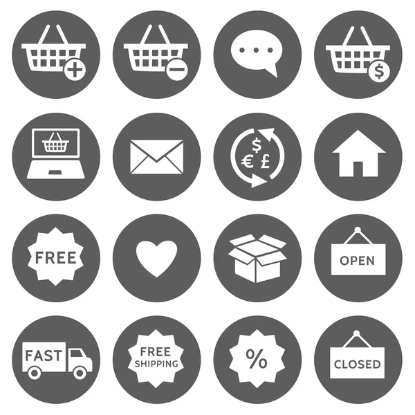 Iconos de compras y comercio electrónico — Archivo Imágenes Vectoriales