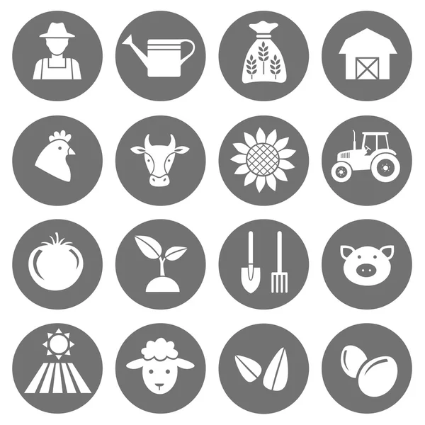 Farming, harvesting and agriculture icons — Stock Vector