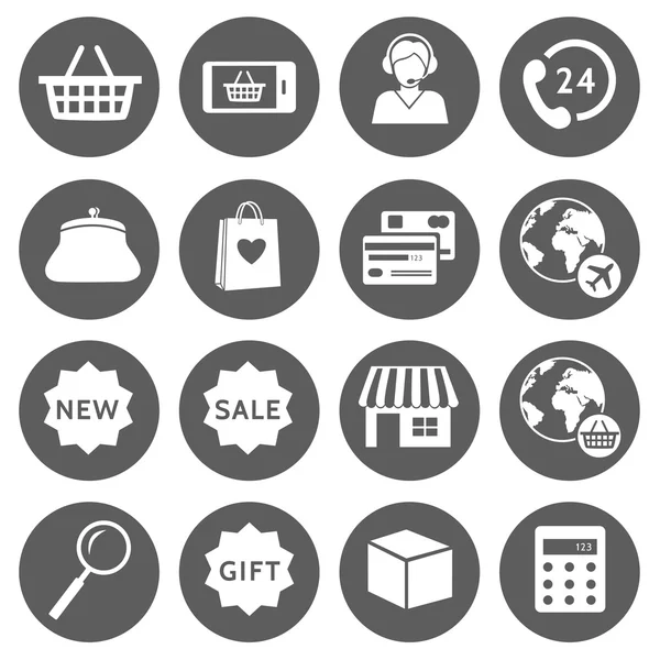 Iconos de compras y comercio electrónico — Archivo Imágenes Vectoriales