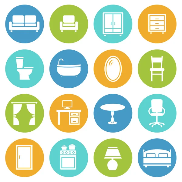 Conjunto de iconos de muebles — Vector de stock