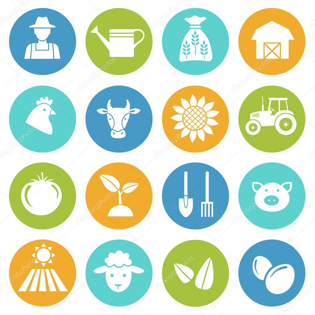 Farming, harvesting and agriculture icons