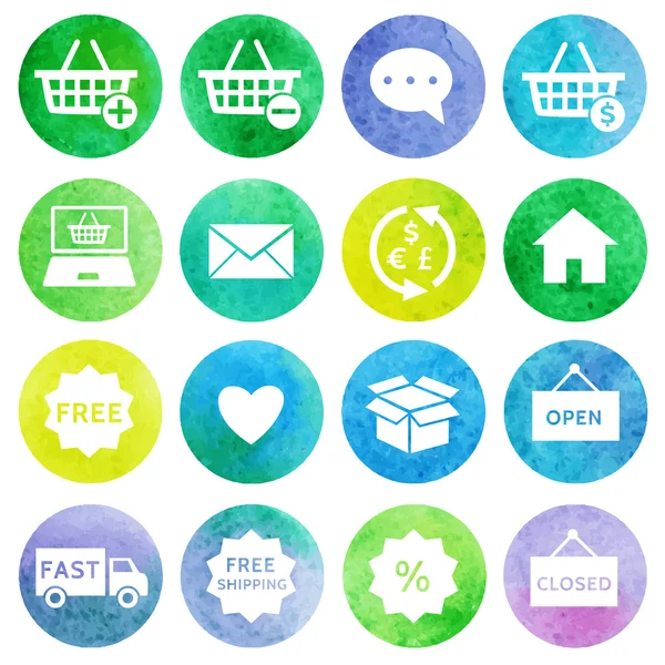 Iconos de compras y comercio electrónico — Vector de stock
