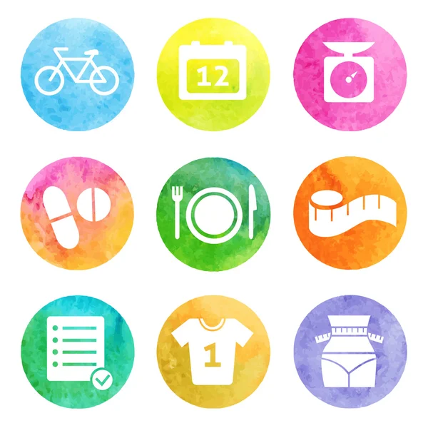 Iconos de fitness y deporte — Vector de stock