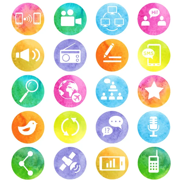 Media en communicatie iconen — Stockvector