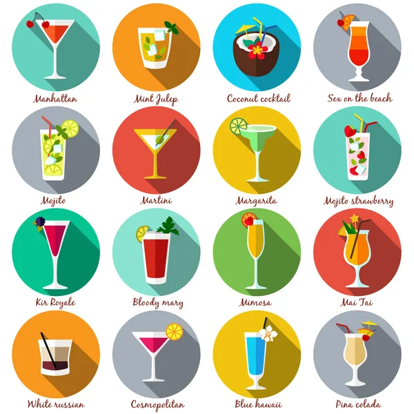 Bebidas alcohólicas y cócteles — Vector de stock